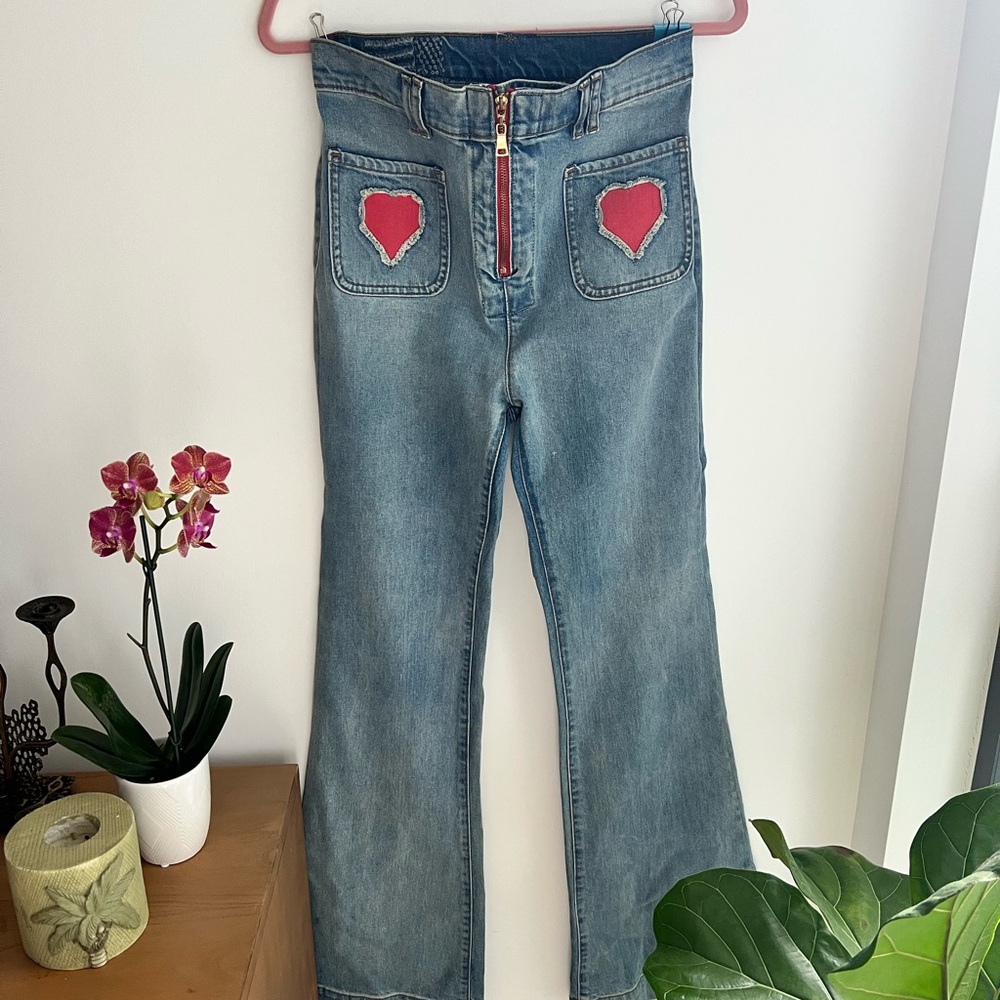 Revice Denim Jeans with Red Hearts - Picture 2 of 8